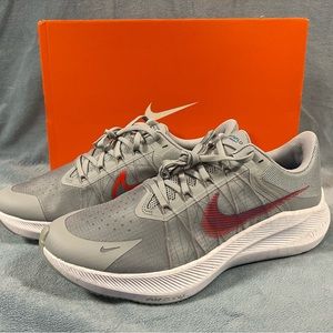 Nike Zoom Winflo 8 Running Shoes Wolf Grey/Bright Crimson CW3419 004, US Size 11